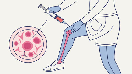 Medical Illustration Injection into Knee Joint Syringe Anatomy Healthcare Concept.