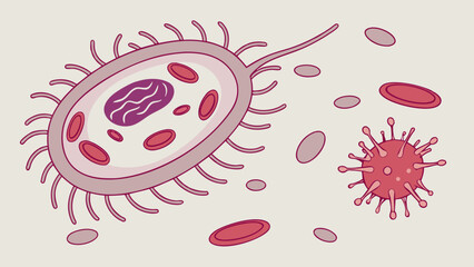 Microscopic illustration of virus and bacteria medical science healthcare cell biology microbiology infection disease illness illness prevention health medical research scientific illu.