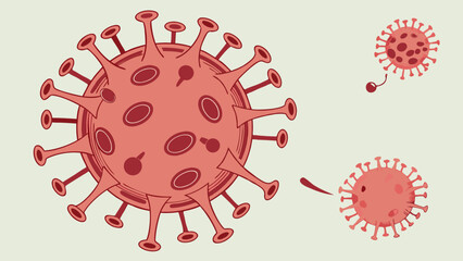 Microscopic Virus Illustration Detailed Vector Graphic of Pathogen Replication and Spread.