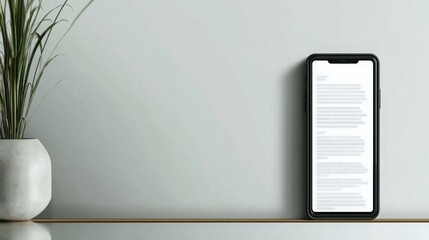 Smartphone positioned on a shelf illustrating the concept of adaptive text advertising and content adjustment strategies