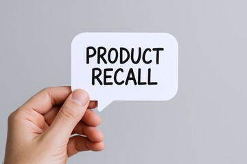 Product Recall Notice: Hand Holding Sign with Important Safety Announcement, Consumer Protection, and Risk Communication