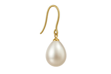 Golden earring holding a single white pearl dropping