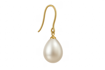 Golden earring holding a single white pearl dropping