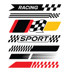 Racing Stripe Icon Set – Speed Symbols, Motorsport Badges, and Dynamic Race Graphic Elements