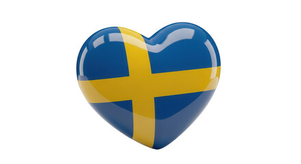 Fototapeta premium Heart shaped swedish flag symbolizing love and patriotism for sweden isloted on transparent background