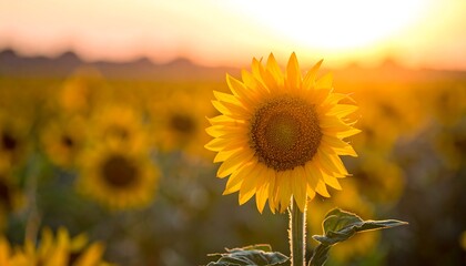 Obraz premium Sunflower field at sunset (2)