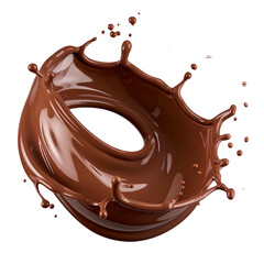 A dramatic splash of liquid chocolate, showcasing curves and droplets against black