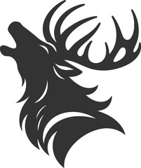 Silhouette of a elk head vector illustration