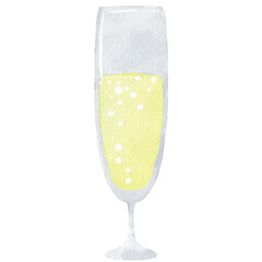 水彩風に描いたスパーリングワインのイラスト