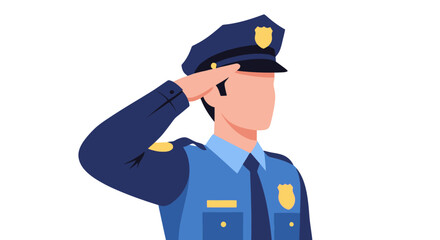 Police Officer Saluting in Uniform, Symbolizing Law Enforcement, Public Safety, and Respect. Ideal for illustrating law enforcement, safety campaigns, or civic education materials.