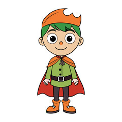 Cute Cartoon Boy Character with Halloween Costume Set