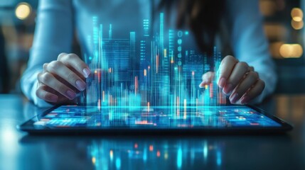 Data analysis and visualization tools office digital content tech environment close-up view innovative concepts