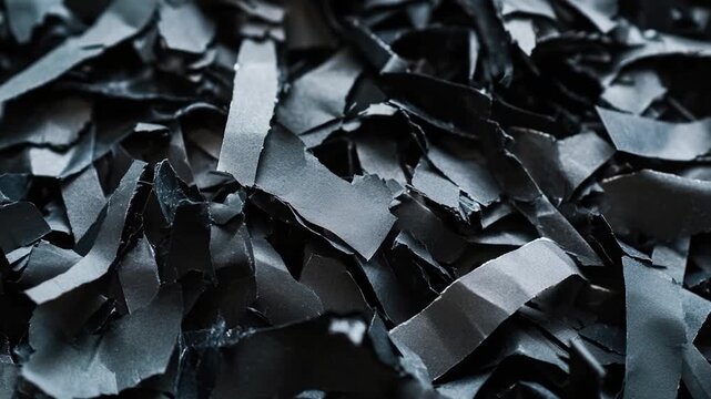 A close-up shot of a pile of black paper, ideal for use in designs where a simple yet striking background is needed