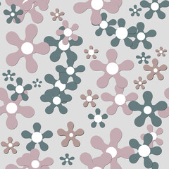 Grey beige paper flowers retro