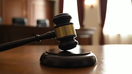 gavel on wooden table in courtroom - Powered by Adobe
