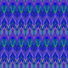 Bright blue purple multicolored abstract zigzag pattern