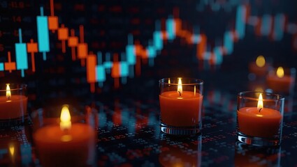 Candlelight and Stock Chart - A Symbolic Blend of Hope and Finance.