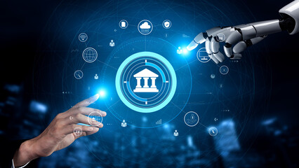 The role of AI in the global FinTech and digital banking network. An AI financial system connected to the worldwide digital economy. Motif