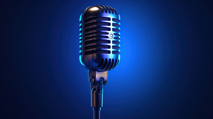 Mic Icon on Special Blue Banner Background