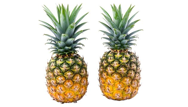 Two pineapples against a white background.  Fresh fruit close-up - Powered by Adobe