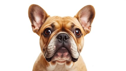Obraz premium Cute French Bulldog Close-up Portrait on a White Background