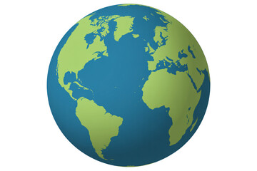 Global view of Earth continents and oceans, digital representation