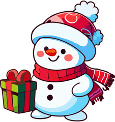 Cute Kawaii Snowman Claus with ...