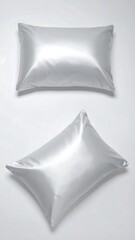 Two smooth, light gray pillows