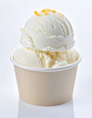 Vanilla ice cream in a paper cup