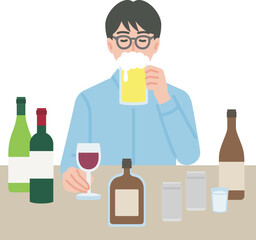 お酒をたくさん飲む男性