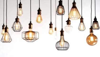 Various Edison style light bulbs hanging