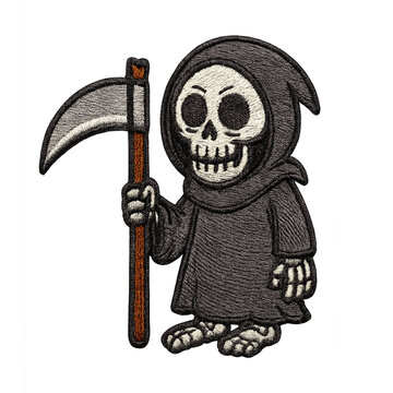 Grim Reaper Skeleton Patch Embroidery Design