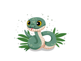 Kawaii snake cute animal vector. Art illustration