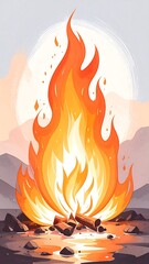 Vibrant campfire illustration