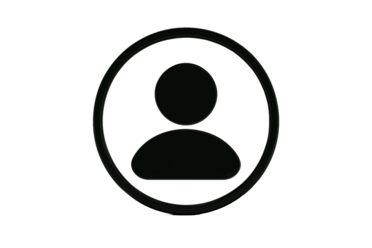 Simple outline silhouette of a person s head and shoulders within an oval frame isolated on transparent background
