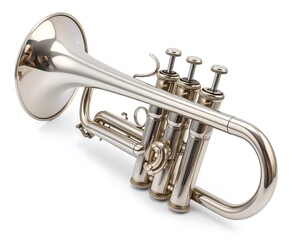Obraz premium Polished trumpet on white background