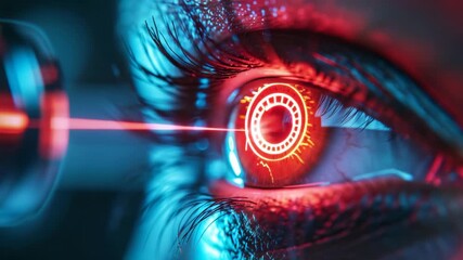 Advanced eye examination using laser technology in a futuristic medical setting - Powered by Adobe
