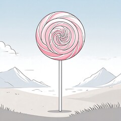 Whimsical lollipop on a beach