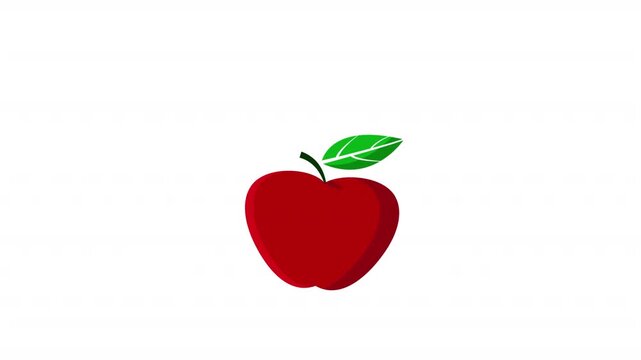Animated red delicious apple icon, Crisp, clean design ideal for health apps, food delivery services, and education