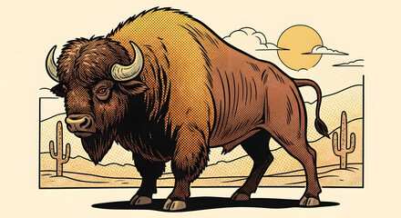 cartoon bison