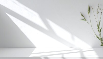 Simple white backdrop with plant shadows