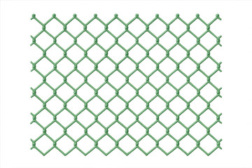 Fototapeta premium Green chain-link fence grid pattern creating a strong barrier and security concept on a transparent background