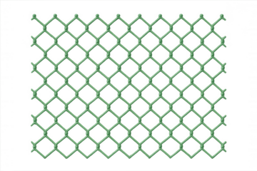 Green chain-link fence grid pattern creating a strong barrier and security concept on a transparent background
