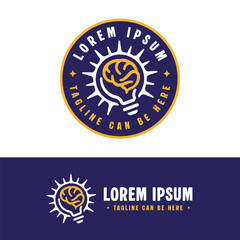 A circular badge featuring a radiant light bulb with star accents, symbolizing ideas, innovation, and creativity.