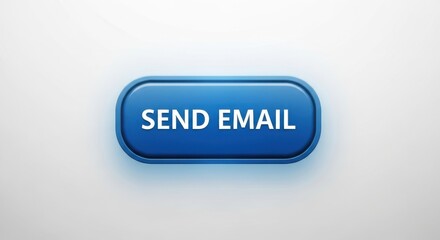Blue send email button isolated on white background