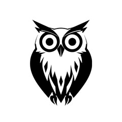 Obraz premium Monochrome Geometric Owl Illustration with Bold Lines