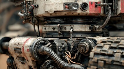 Detailed closeup rusty machine parts