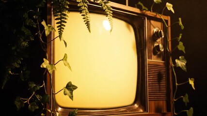 Vintage Television with Plants – Symbol of Communication and Growth on World Television Day