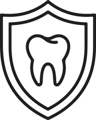 Dental shield icon representing tooth protection and oral health care