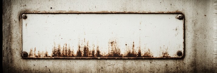 Rusted metal sign with a white background